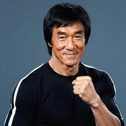 a portrait picture of a 60 year old Bruce Lee,