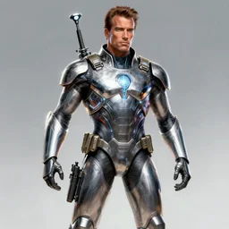 schwarzenegger as sci - fi bounty hunter, intricate, elegant, glowing lights, highly detailed, digital painting, artstation, glamor pose, concept art, smooth, sharp focus, illustration, art by artgerm and greg rutkowski, artey freytag