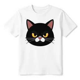 tshirt design, angry cat, white background, vector, teepublic, redbubble