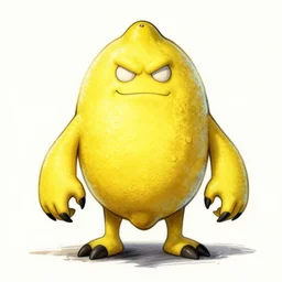 a dangerous lemon beast, character concept drawing