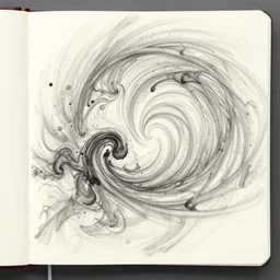 sketchbook pages swirling ink drops, magnificent, medium shot, details, sharp focus, elegant, highly detailed, illustration, by jordan grimmer and greg rutkowski, intricate, beautiful, trending artstation, pixiv, digital art