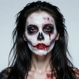 zombie beauty, 8 k hd close up full body portrait,