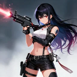 badass anime girl and her laser rifle