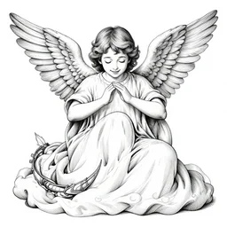 angel protecting man, detailed intricate ink illustration, happy atmosphere, detailed illustration, hd, 4k, digital art, overdetailed art, by greg rutkowski, by loish, complementing colors, Trending on artstation, movie poster style