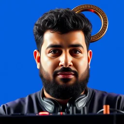 dj khalid's face merged into a giant key, solid background, realistic, photograph