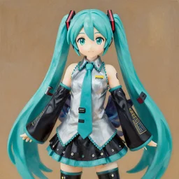 an oil painting of a Nendoroid of hatsune Miku by Rembrandt, limited edition