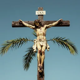 Jesus Christ crucified on a palm tree