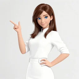 a brown haired blue eyes beautiful girl smiling in character design. gesture drawing. line of action. official art, unreal engine 5, unreal engine. medium shot. ray tracing hdr. 8 k. uhd. sharp focus. highly detailed. masterpiece. golden ratio. anime render. cinematic lighting. lifelike. symmetrical face. beautiful face