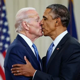 obama going in for a kiss with joe biden, obama kissing joe biden , 8k , professional photography