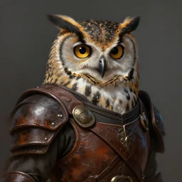 a detailed portrait of an owl assassin dressed with a leather armor, by justin gerard and greg rutkowski, digital art, realistic painting, dnd, character design, trending on artstation