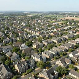 aerial view of hyper realistic victorian town by greg rutkowski