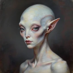 a beautiful alien woman with paper skin, painted by artgerm and tom bagshaw, fantasy art, dramatic lighting, highly detailed oil painting