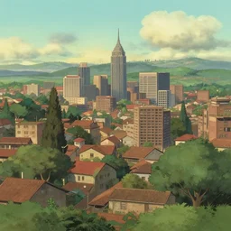 a view of a rhodesian city in the style of studio ghibli