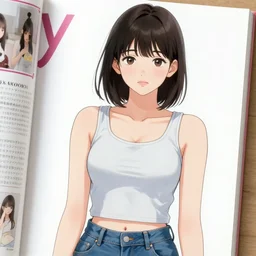 y 2 k aesthetic japanese pop - culture magazine illustration, girl in tank - top and denim jump suit holding a can of soda near her smiling face, photo of craig's list item -