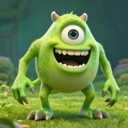 a green monster with claws and de mouth