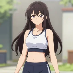 pretty anime woman wearing sports clothes, trending on artstation