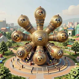 colossal beautiful statue of number six in the middle of the ninja park obstacles, ultradetails, intricate by by James Jean