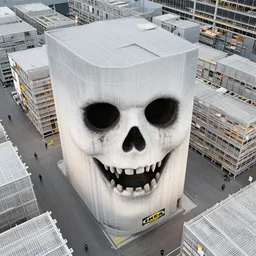 a photo of a scary infinite ikea, bird - eye view, 4 k, aerial photo of infinite ikea