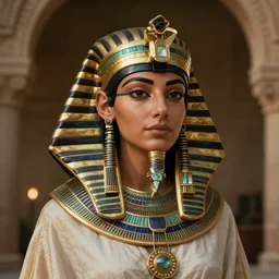 a detailed fantasy character portrait of soad hosny as egyptian goddess of cinema by lauri blank, artgerm, evelyn de morgan, 8K, 50mm lens