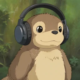 studio ghibli otter with overear headphones