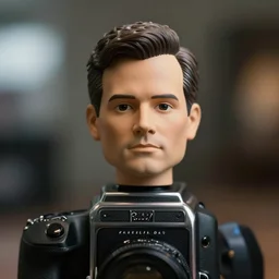 a michael scott bobblehead, clear focus, bokeh effect, high res, hasselblad, dslr, professional, cinematic
