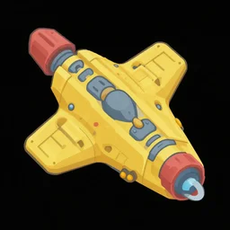 flat color style two dimensional science fiction spacecraft propulsion module shape, two colors, black backround. inkscape, illustrator, vector graphics, 2 d game, topdown, orthographic perspective, high detail, greeble.