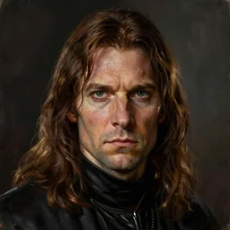 a highly detailed portrait painting headshot of a sithlord with brown hair and piercing eyes in his early 3 0's, epic character art, volumetric lighting, ambient light, artstation, deviantart, art by tim hildebrandt, gerald brom, frank frazetta