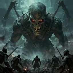 close up cinematic artwork of kthulu staring down the enemy on the battlefield by Greg Rutkowski, 4k, masterpiece