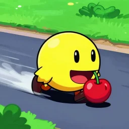 pacman on speed eating a cherry