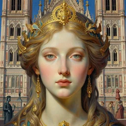 portrait photo of a beautiful young goddess'face merging with a cathedral building, etheric, emotionally evoking symbolic metaphors, head in focus, ornamental, intricate, elegant, painterly, golden ratio, sharp focus, illustration, art by ernst haeckel, android jones, h. r. giger, john william godward,