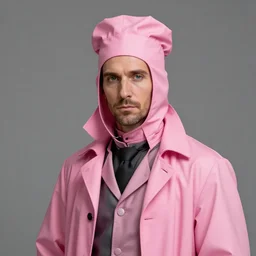 a highly detailed beautiful portrait of a pink plague doctor, by gregory manchess, james gurney, james jean
