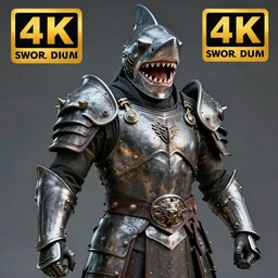 photo of a warrior with metal shark themed armour, highly detailed, 4 k, hdr, smooth, sharp focus, high resolution, award - winning photo