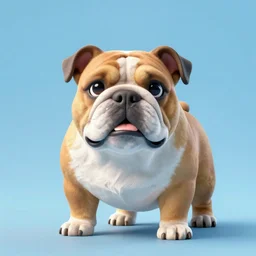 a bulldog rendered with cinema 4 d,