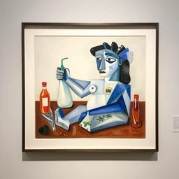fast food picasso, condiments!!! on canvas, framed on a museum wall, natural lighting