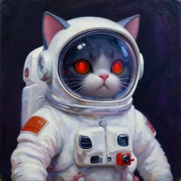 vaporwave astronaut cat, oil painting, 4K, high octane, ominous, ultra realistic