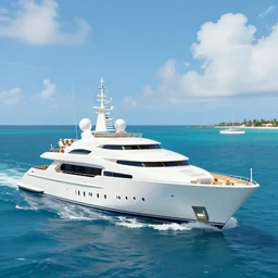 “ a mega yacht in the middle of the bahamas, 4 k, digital art, ultra detailed ”