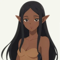 anime elf girl, dark skin