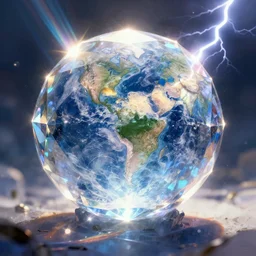a magical and exquisite fantasy illustration of an intricate and faceted crystal ball with a world inside of it + dissolving in to light + prism + god rays + dramatic lightning + backlit + specular highlights + ambient occlusion + global illumination + bump map + reflective + caustics + refractive + unreal engine 5 + DOF + sharp focus + watercolor artwork by Alvaro Castagnet