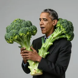 ( barack obama plays a head of broccoli with green skin ) hyperrealistic medium shot studio portrait of barack obama looking like broccoli with green skin, hyperrealistic sculpture by ron mueck, photographed by annie liebovitz trending on artstation 8 k shocking detail hyperrealistic
