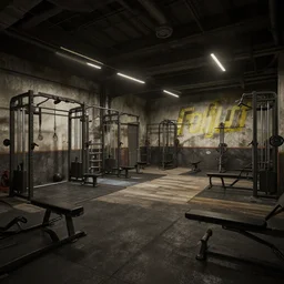 fallout concept art gym interior render grim realistic lighting unreal engine 5