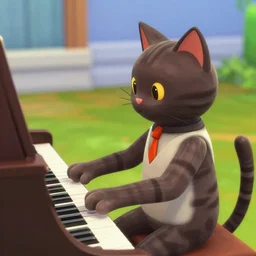 cat playing piano, the sims 4