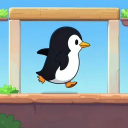 a penguin in a 2 d jump'n run game