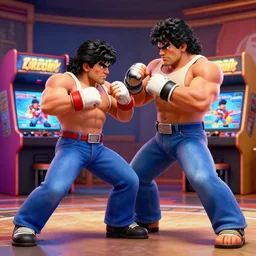 diego maradona fighting in street fighter's ii videogame arcade, octane render, detailed, brawl stars, unreal engine 5, cinema 4 d cinematic, artstation, greg rutkowski, clash of clan, clash royal