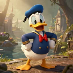 epic professional digital art of daffy duck in a screengrab from conan exiles, epic, much wow, much detail, gorgeous, detailed, cinematic, masterpiece