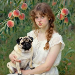 painting girl with peaches serov, pug