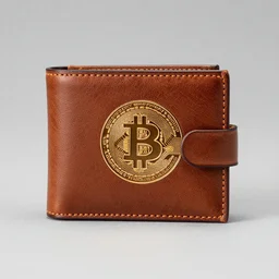 fine leather bitcoin wallet, studio photography