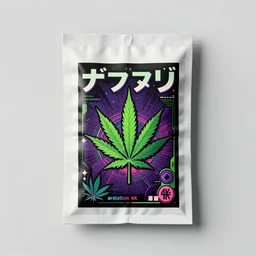 empty cannabis package design plain background, japanese cyberpunk cannabis illustration concept art trending on arstation 4 k, graphic design, by kim jung ji, katsuhiro otomo and junji ito