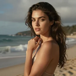 A beach with non normative body women posing