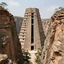a canyon with brutalist mayan architecture by eytan zana 4 k, hyperdetailed