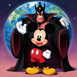 mickey mouse at the u. n. after he took over the world, evil god emporer mickey, photo